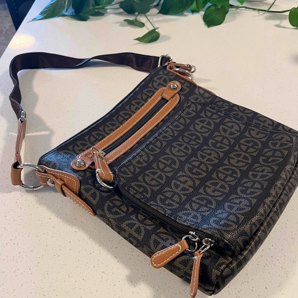 Giani Bernini Black and Brown Messenger Bag